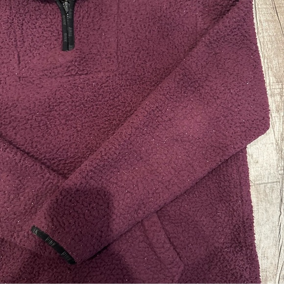 Victoria Secret Pink Cozy Sherpa Pullover Quarter Zip Purple Plum - Picture 4 of 14